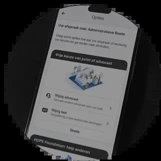 Cliënt selecteert extra juridische opties in de app van The Law Firm.